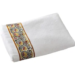 BecquetDrap de bain en coton blanc avec liteau arabesque - LITEAUPONGE