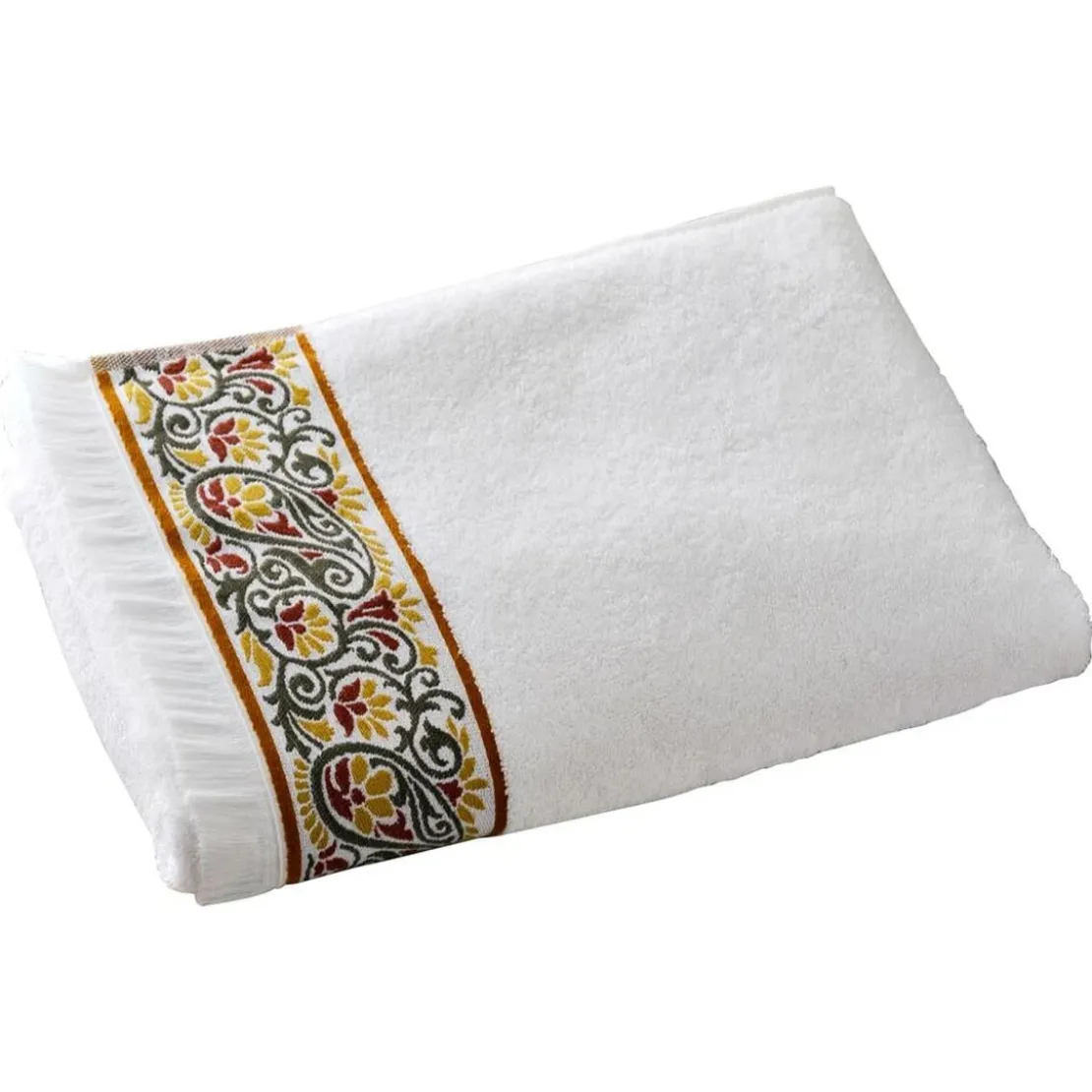 BecquetDrap de bain en coton blanc avec liteau arabesque - LITEAUPONGE