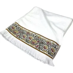 BecquetDrap de bain en coton blanc avec liteau arabesque - LITEAUPONGE