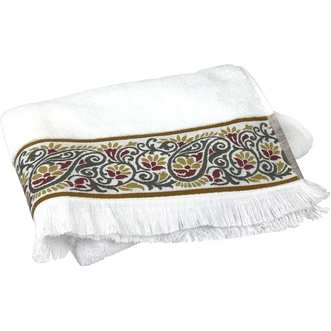 BecquetDrap de bain en coton blanc avec liteau arabesque - LITEAUPONGE