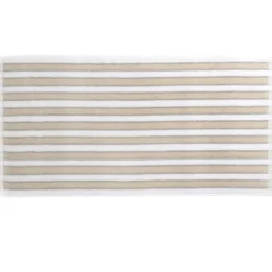 BecquetDrap de bain en coton beige motif rayures - Collection LAURA