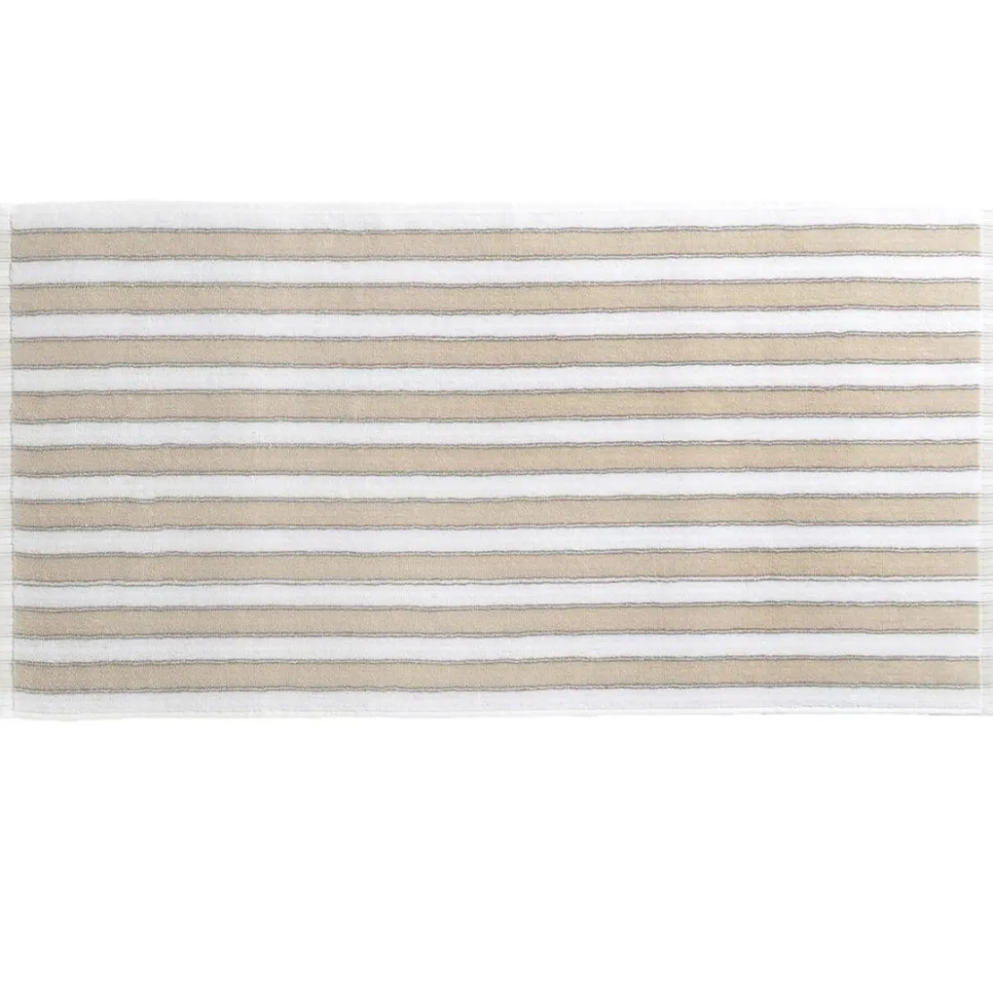 BecquetDrap de bain en coton beige motif rayures - Collection LAURA