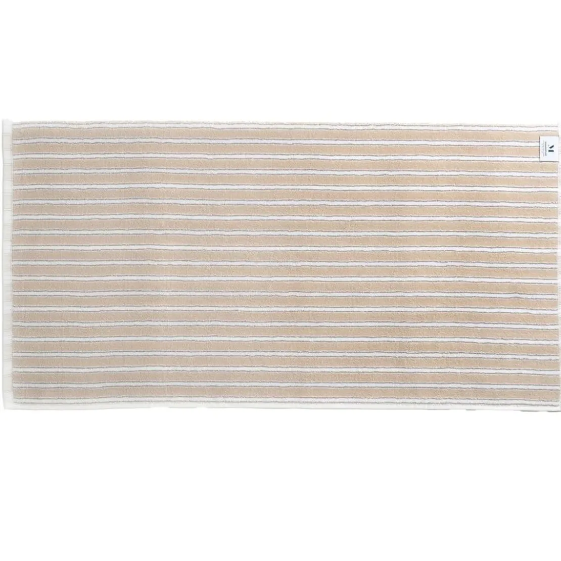 BecquetDrap de bain en coton beige motif rayures - Collection LAURA