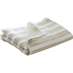 BecquetDrap de bain en coton beige motif rayures - Collection LAURA