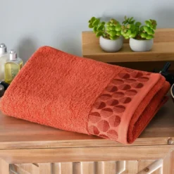 BecquetDrap de bain en coton orange terracotta avec liteau cercle - EP. SERVOPTIQUE