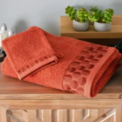 BecquetDrap de bain en coton orange terracotta avec liteau cercle - EP. SERVOPTIQUE