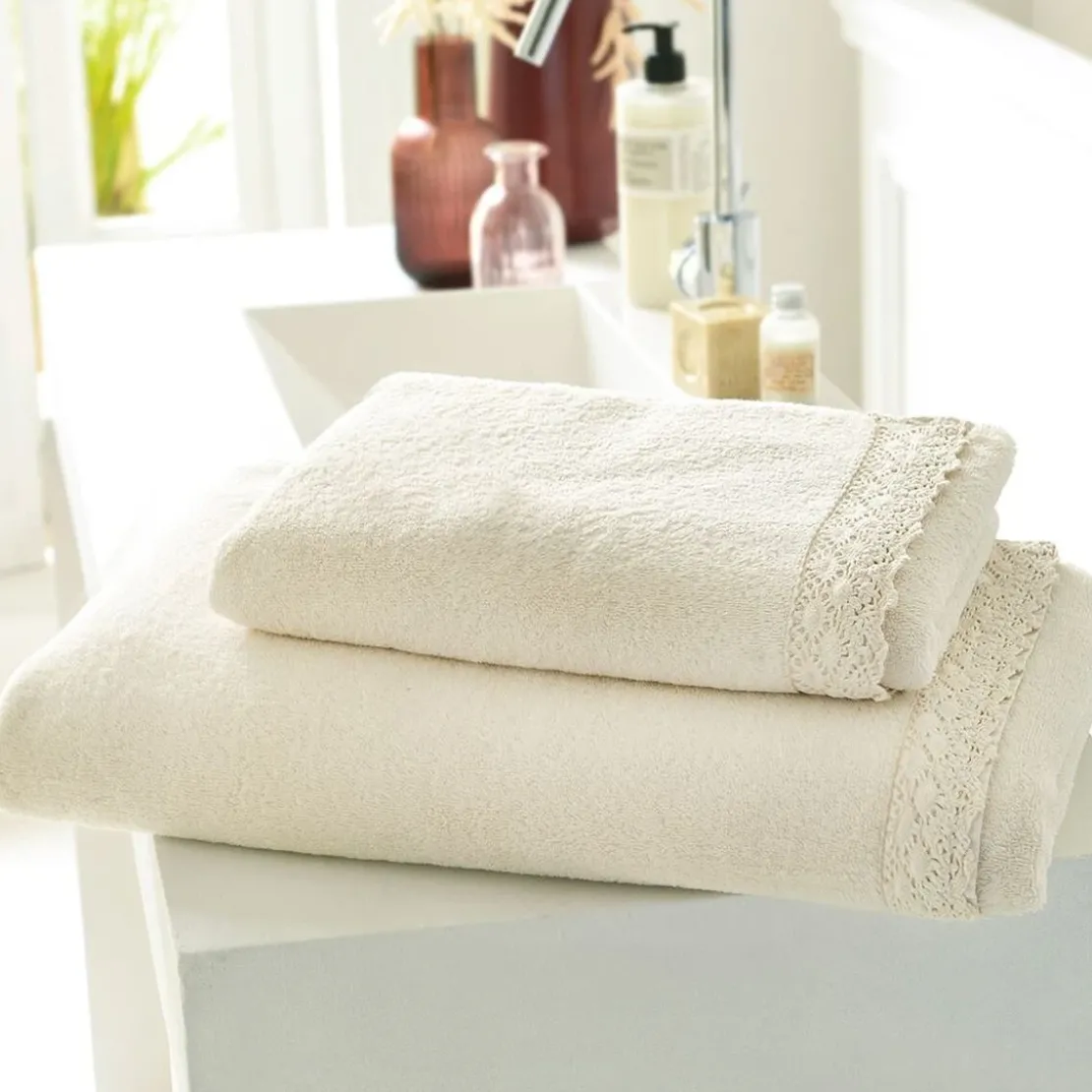 BecquetDrap de bain en coton éponge VAHINA - blanc écru