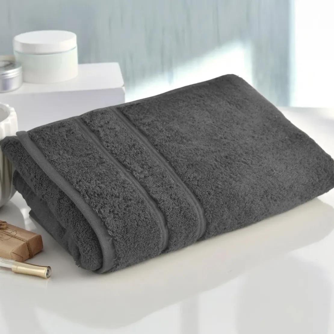 BecquetDrap de bain 600 g/m² COTON EGYPTE - gris ardoise