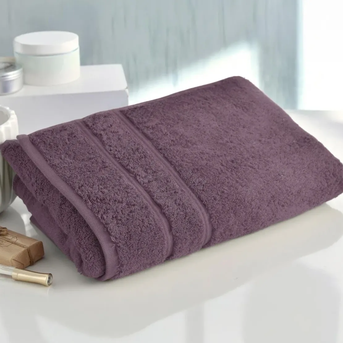 BecquetDrap de bain 600 g/m² COTON EGYPTE - violet aubergine