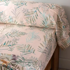 BecquetDrap housse coton beige rosé motif floral - Collection ECLOSION POETIQUE