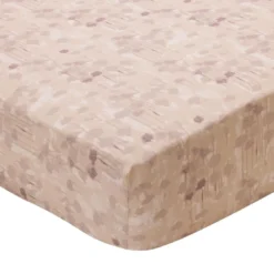 BecquetDrap housse coton beige rosé motif graphique ton sur ton - Collection JARDIN D'ASIE