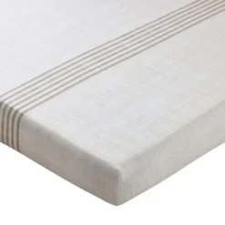 BecquetDrap-housse coton beige à rayures écru - PLONGEOIR
