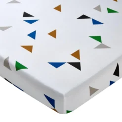 BecquetDrap housse coton blanc motif géométrique multicolore - Collection POOL VIBES