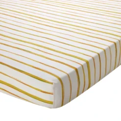 BecquetDrap housse coton blanc à rayures jaune - IPANEMA