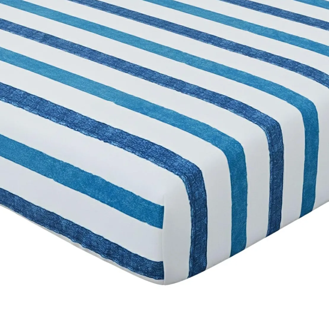 BecquetDrap housse coton blanc à rayures bleues - PARASOL