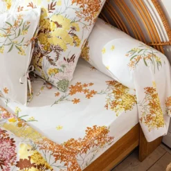 BecquetDrap housse coton blanc motif floral multicolore - Collection BOUQUET