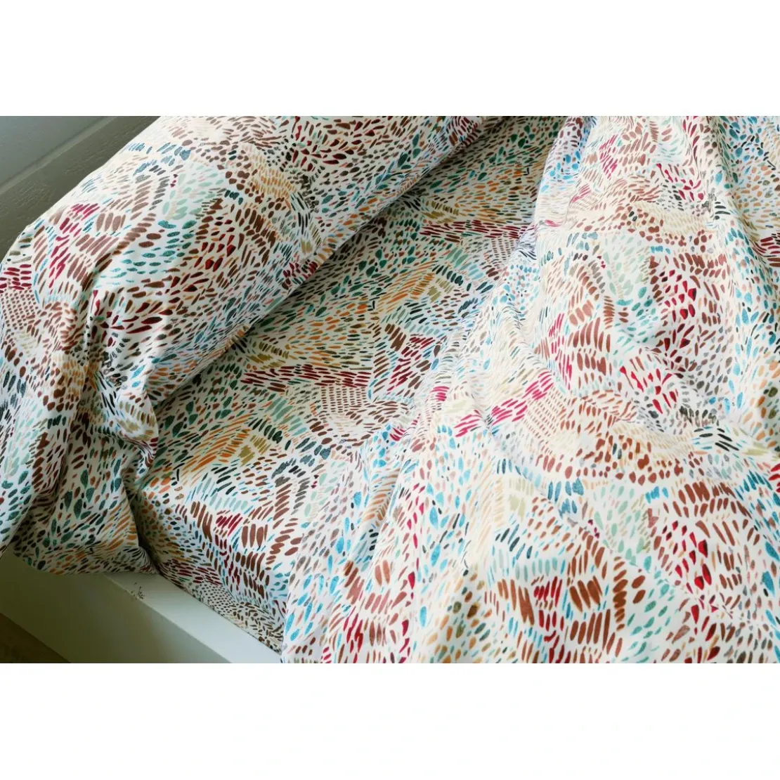 BecquetDrap-housse coton CHOUETTE DES NEIGES - multicolore