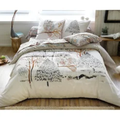 BecquetDrap-housse coton CHOUETTE DES NEIGES - multicolore