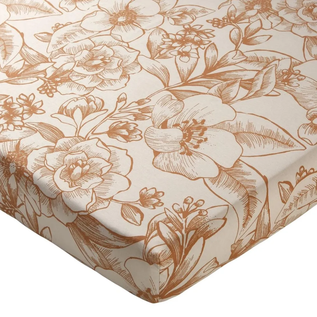 BecquetDrap housse coton écru floral camel - DOTTY