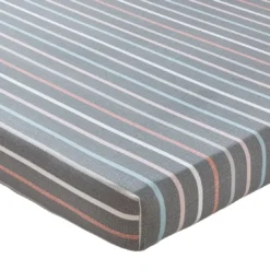 BecquetDrap housse coton gris à rayures multicolores - GIANNI