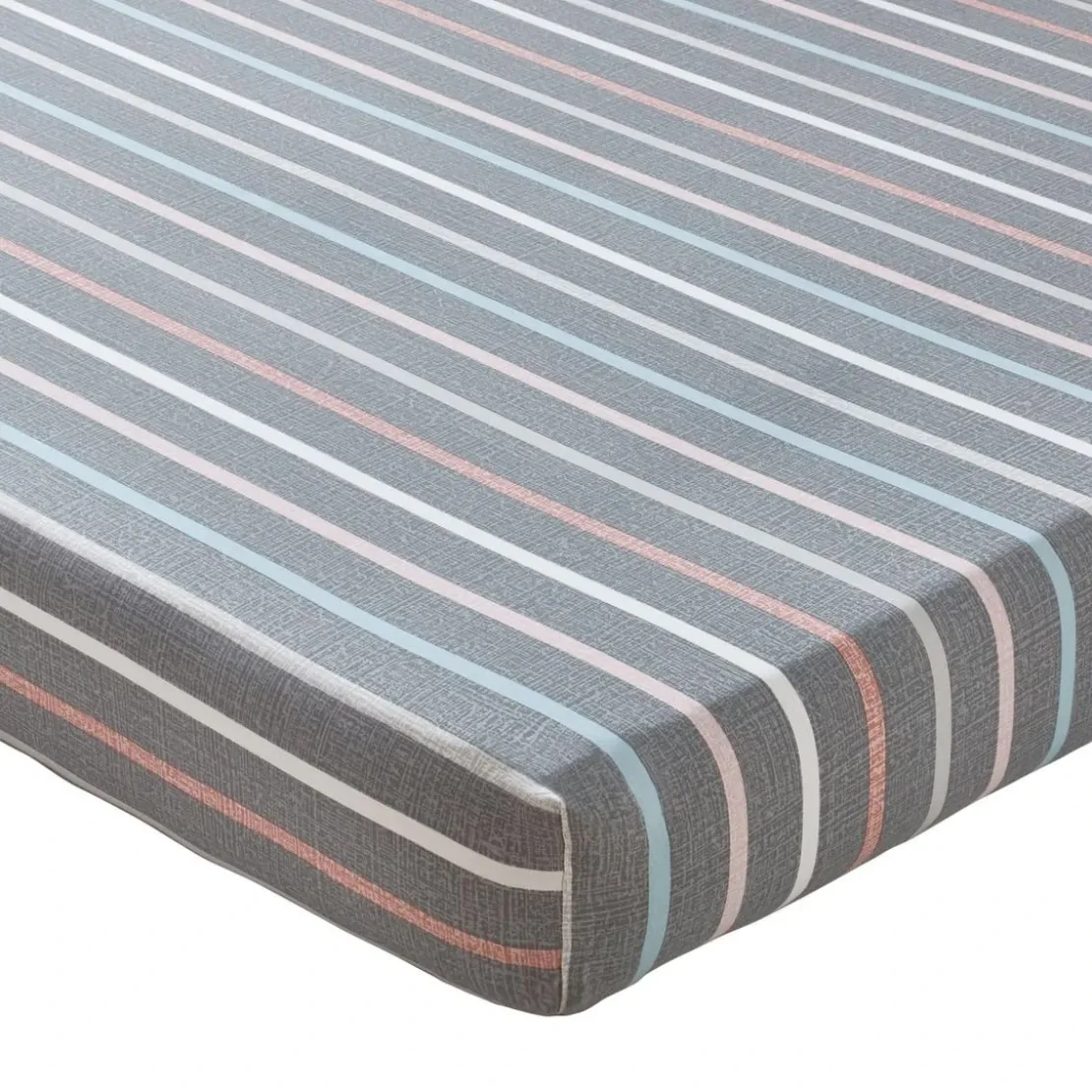 BecquetDrap housse coton gris à rayures multicolores - GIANNI