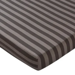BecquetDrap housse coton gris taupe à rayures brun - ANTONIO