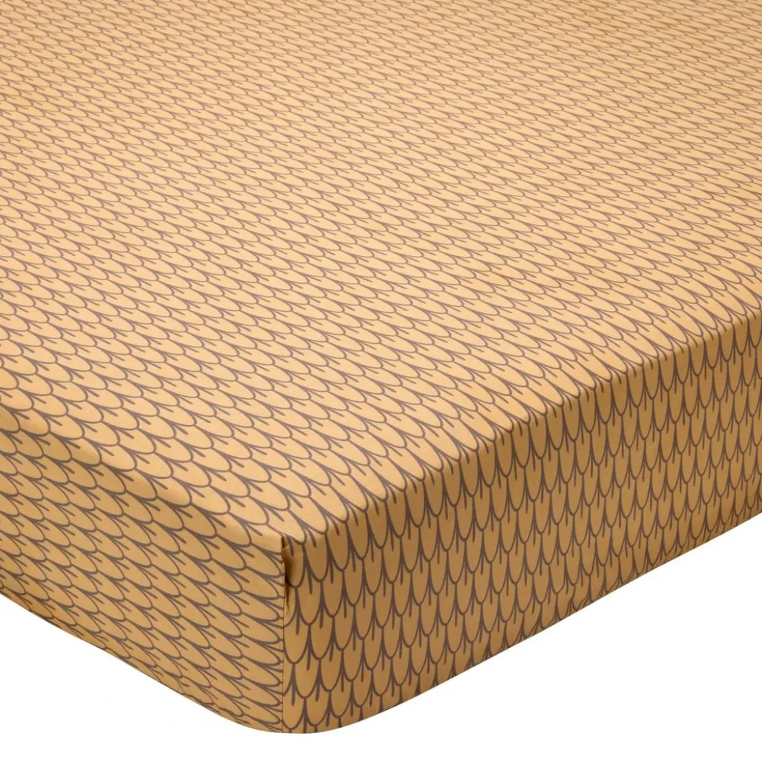 BecquetDrap housse coton jaune ocre géométrique noir - SIDO