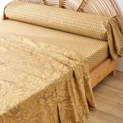 BecquetDrap housse coton jaune ocre géométrique noir - SIDO