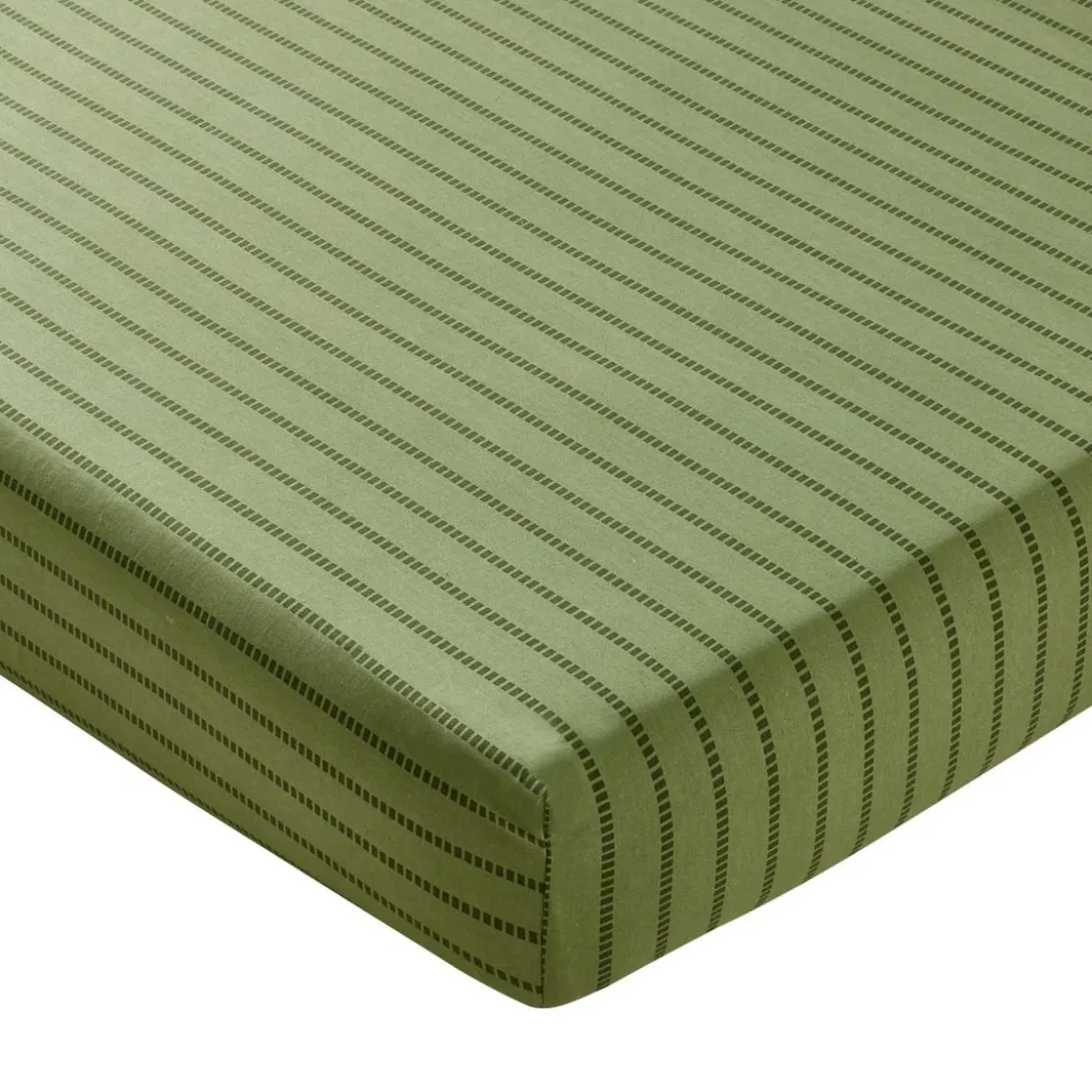 BecquetDrap housse coton vert kaki à rayures - BAXLEY