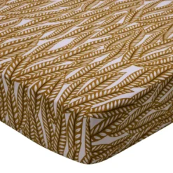 BecquetDrap-housse en coton blanc à motif tropical ocre - NATURE FERTILE