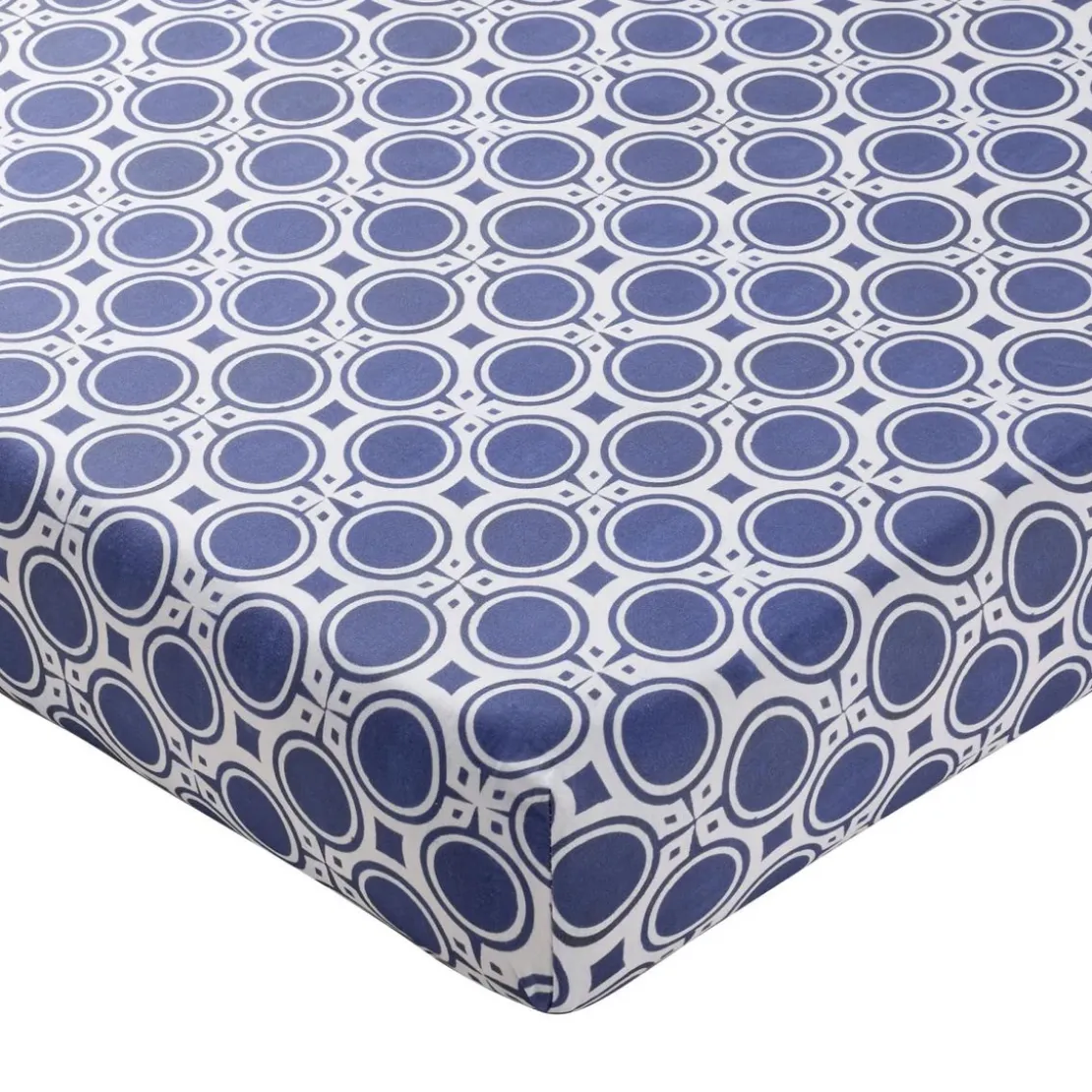 BecquetDrap-housse en coton bleu marine à motif géométrique - AFRO GEO