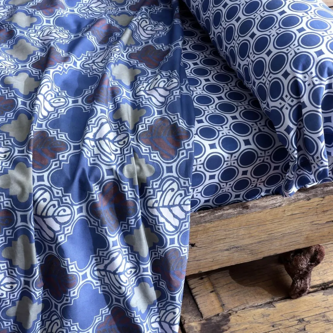 BecquetDrap-housse en coton bleu marine à motif géométrique - AFRO GEO