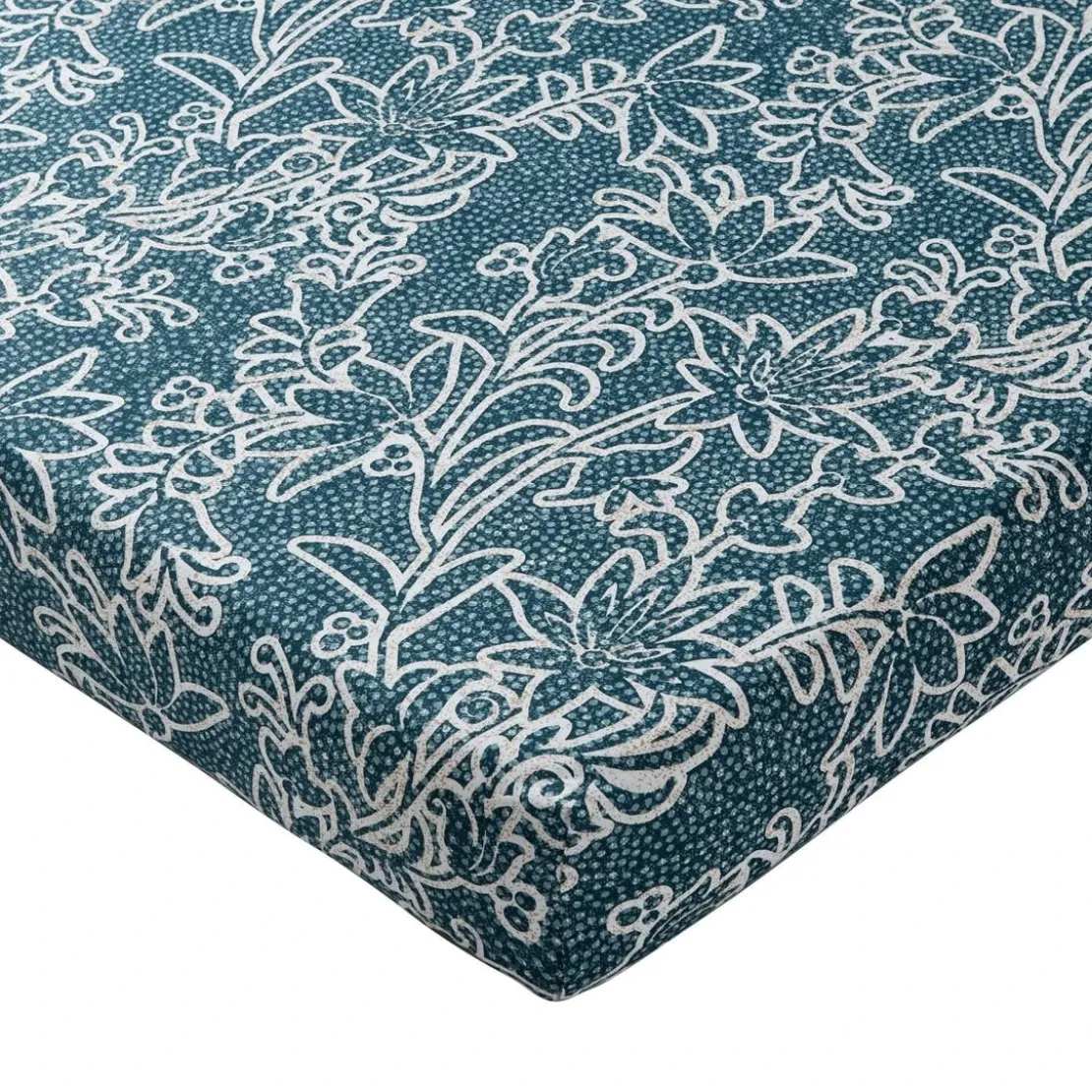 BecquetDrap-housse en coton bleu canard à motif floral - IRINA