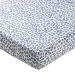 BecquetDrap-housse en coton blanc à motif léopard bleu et doré - SAFARI