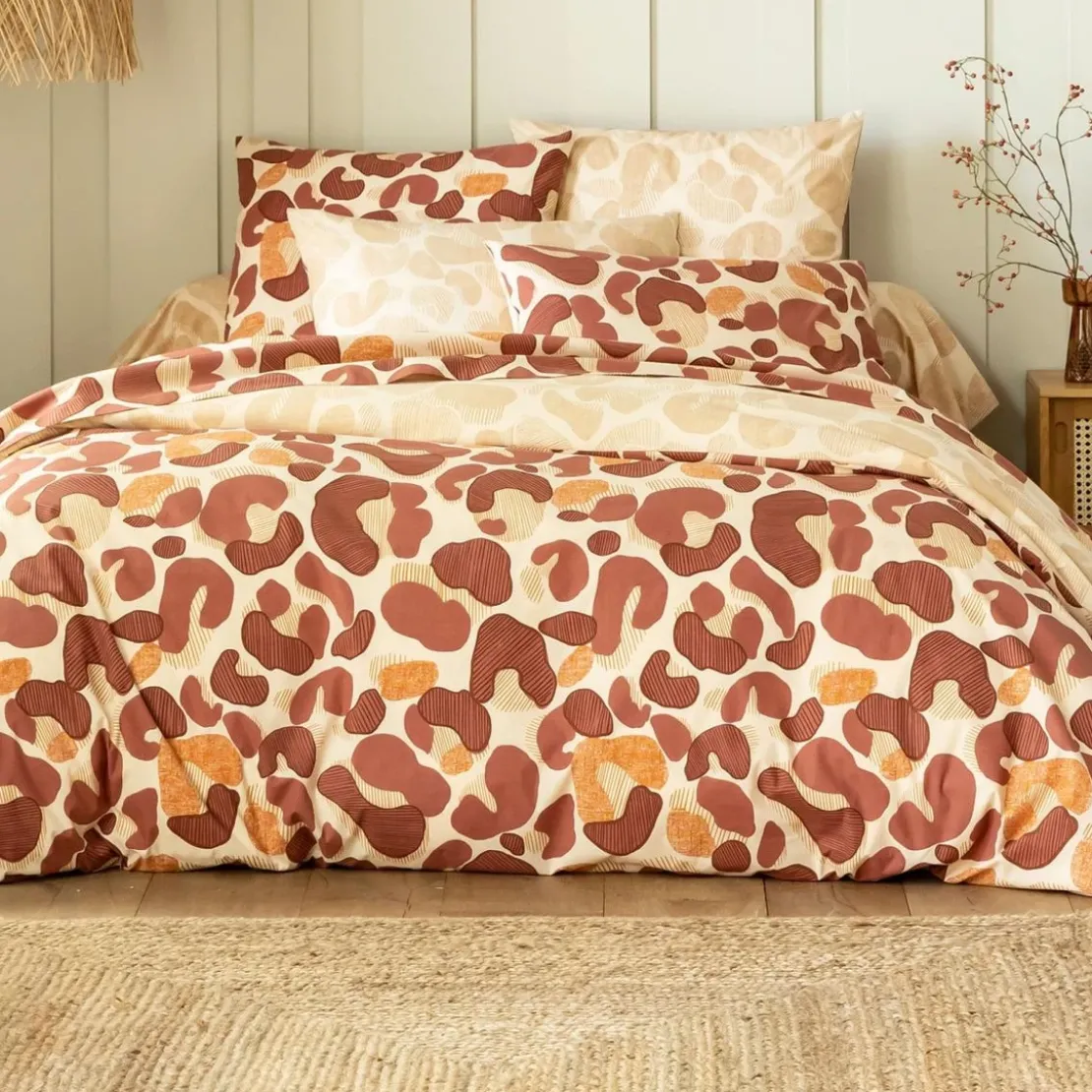 BecquetDrap-housse en coton beige à motif graphique - PAULETTE