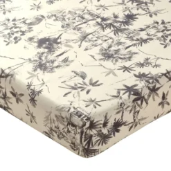 BecquetDrap-housse en coton écru à motif paysage tropical gris anthracite - DOLCE VITA