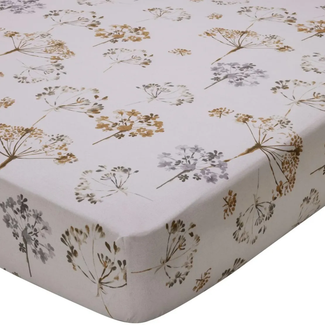 BecquetDrap-housse en coton écru motif floral - FLEURAISON