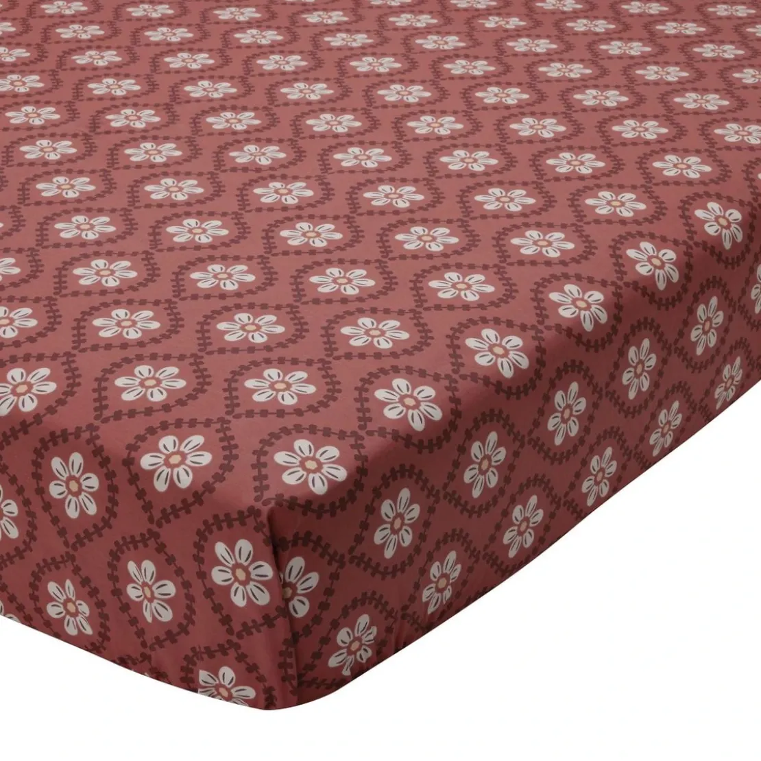 BecquetDrap housse en coton DISQUES SOLAIRES, style folk - terracotta