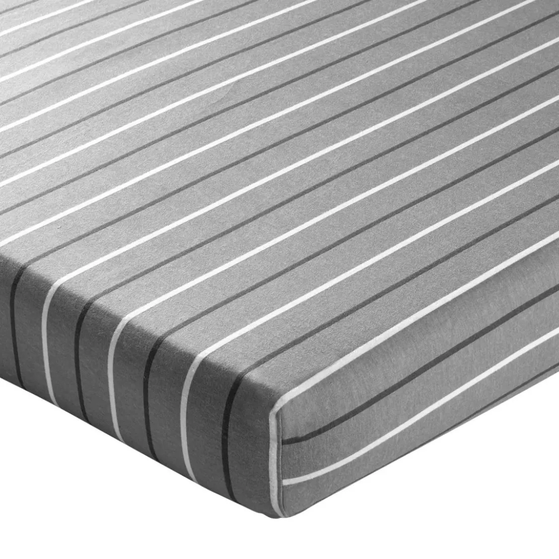 BecquetDrap-housse en coton gris à rayures - CARREAUX