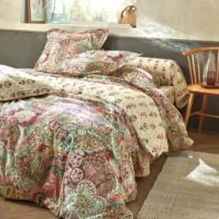 BecquetDrap-housse en coton LITTLE FIOLE fleurs style cachemire multicolore