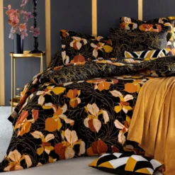 BecquetDrap Housse en coton noir - GOLD IRIS