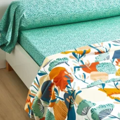 BecquetDrap-housse en coton vert d'eau - COCONUT