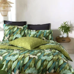 BecquetDrap-housse en coton vert bronze - DEPAYSANT