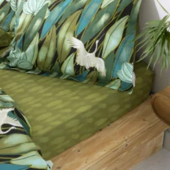 BecquetDrap-housse en coton vert bronze - DEPAYSANT