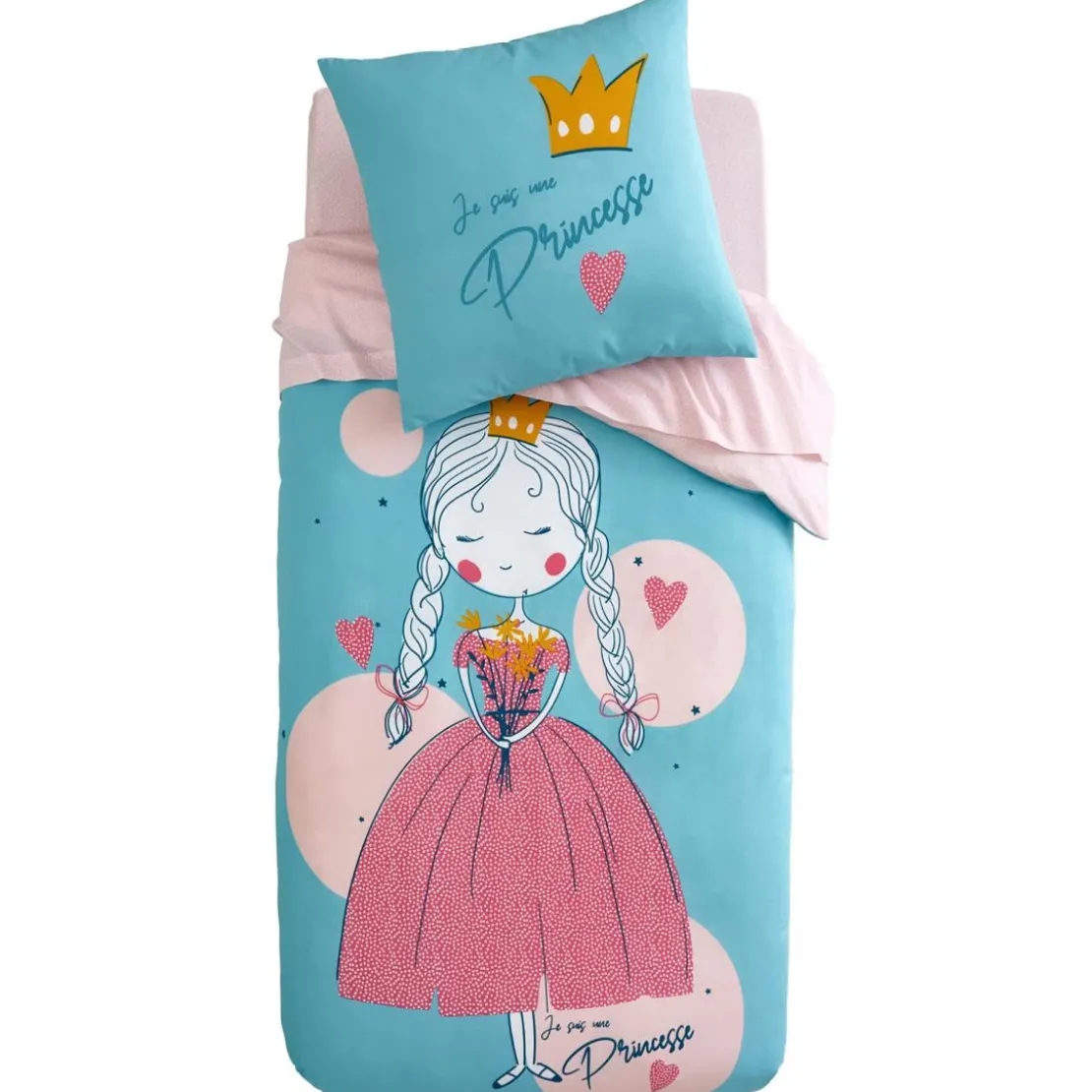 BecquetDrap housse enfant coton bleu JU FILLETTE