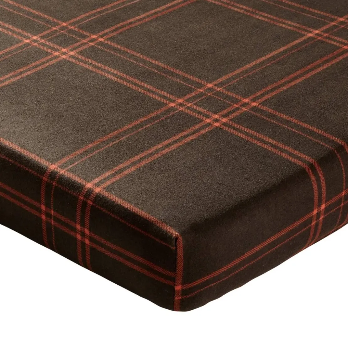BecquetDrap-housse en flanelle marron à carreaux - KILT