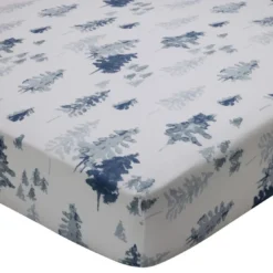 BecquetDrap-housse en flanelle écru imprimé montagne bleue - BLUE SALEN
