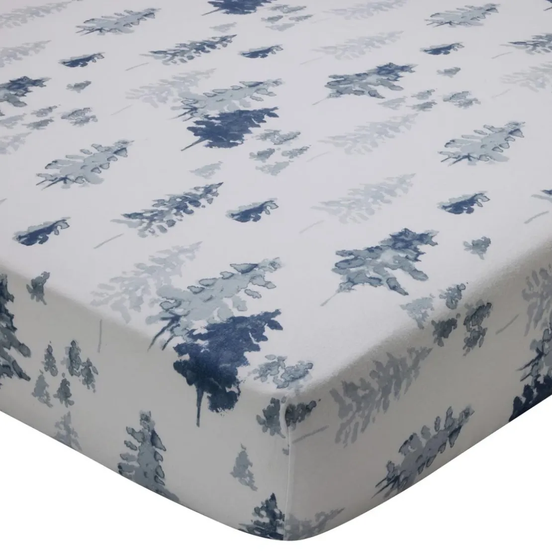 BecquetDrap-housse en flanelle écru imprimé montagne bleue - BLUE SALEN