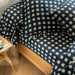 BecquetDrap housse en gaze de coton bleu -VICHY