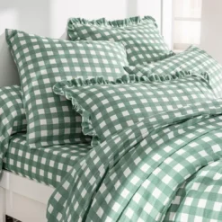 BecquetDrap-housse en gaze de coton vert - VICHY